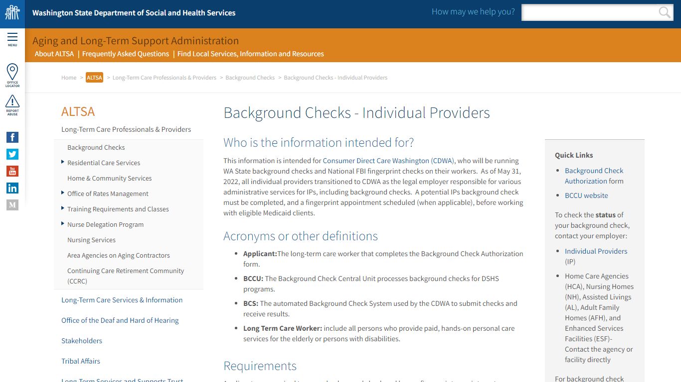 Background Checks - Individual Providers | DSHS - Washington